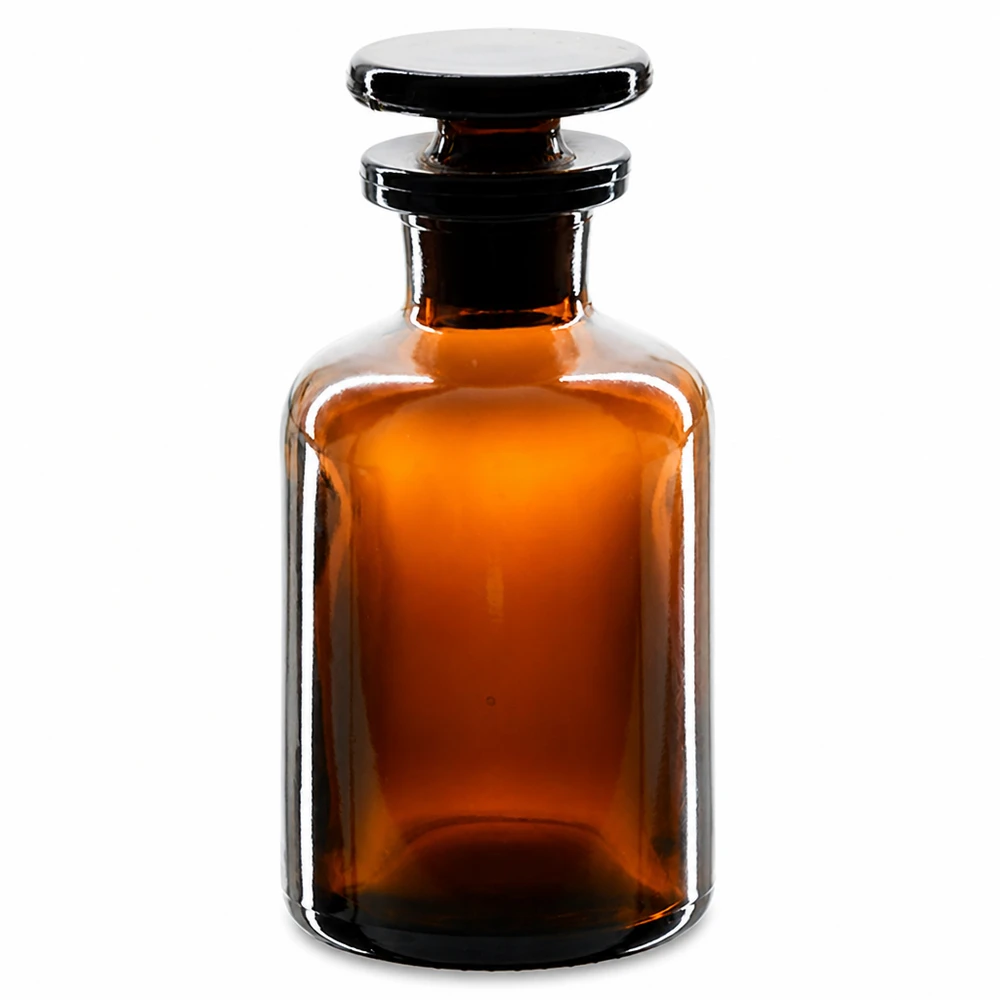 Frasco castanho de ombro arredondado, 50 ml, com rolha de vidro, para material de laboratório e reagentes químicos