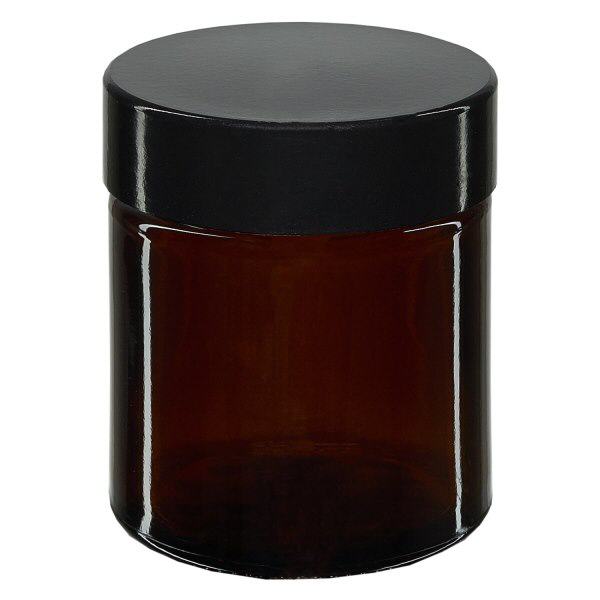 Frasco de vidro de 30ml. castanho, com tampa preta de baquelite ApoGlas Frasco de vidro de 30ml. castanho, com tampa preta de baquelite ApoGlas