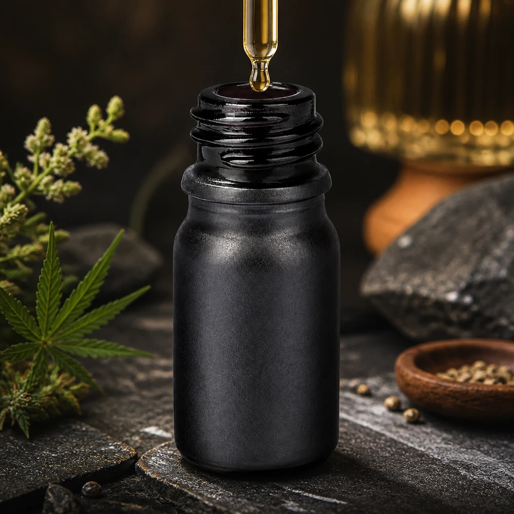 Frasco de farmácia de 5 ml BlackLine UT18/5 UNiTWIST Frasco farmacêutico de vidro violeta de 5 ml BlackLine UT18/5 UNiTWIST com prática tampa de conta-gotas