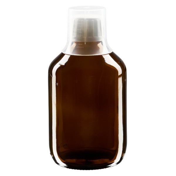 300ml Medizinflasche braun, Verschluss Originalitätsverschluss mit Dosierbecher 30ml ApoGlas 300ml Medizinflasche braun, Verschluss Originalitätsverschluss mit Dosierbecher 30ml ApoGlas