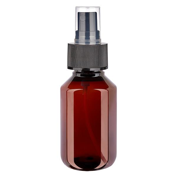 Frasco PET 100ml com atomizador preto Frasco PET 100ml com atomizador preto