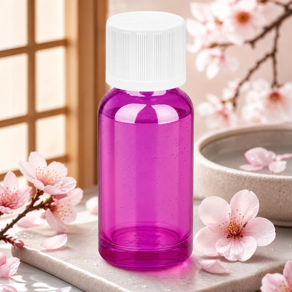 Frasco de vidro compacto de 20 ml em violeta elegante com tampa de rosca segura para aplicações móveis