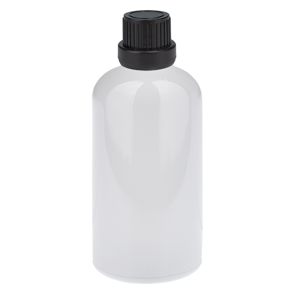 Frasco conta-gotas de 100 ml, 2 mm, preto, tampa inviolável WhiteLine UT18/100