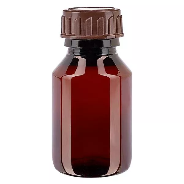 Frasco PET 50ml com tampa castanha standard Frasco PET 50ml com tampa castanha standard
