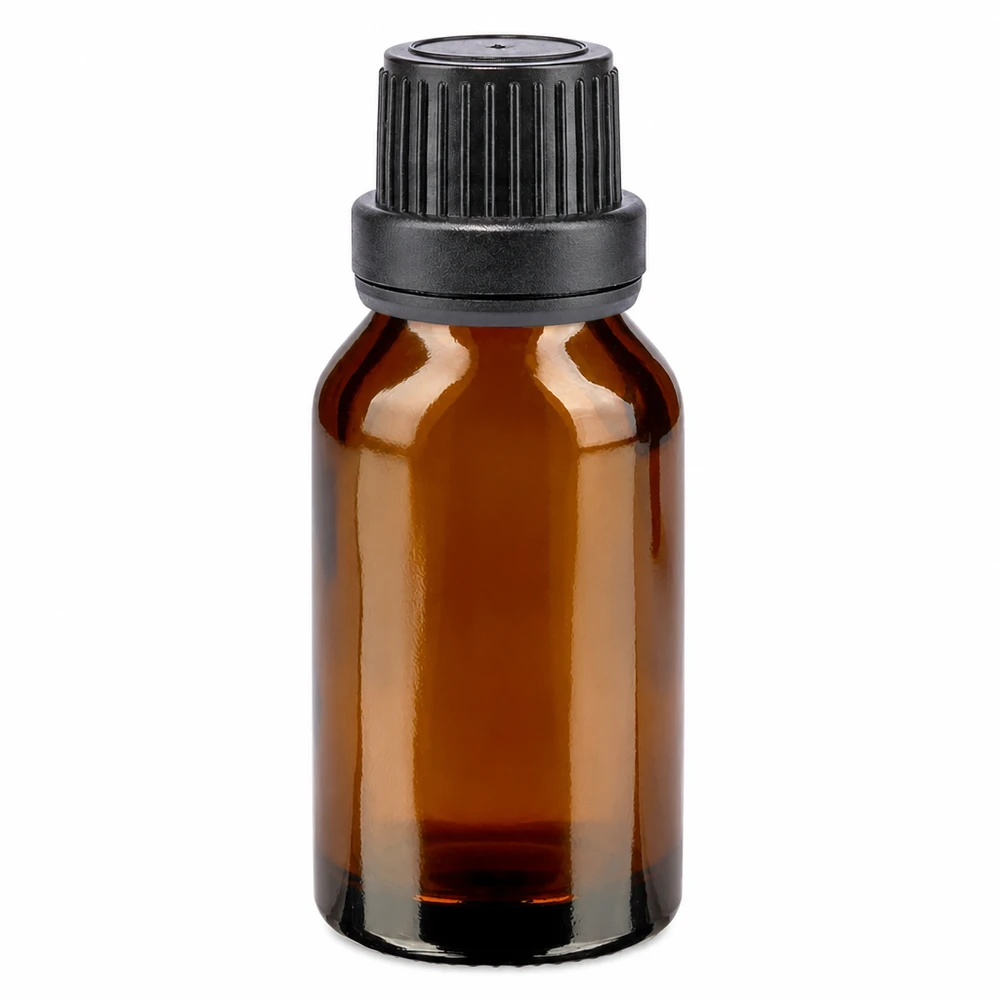 Frasco de farmácia castanho 30ml com tampa de rosca preta com fecho inviolável Frasco de vidro castanho de 30 ml, tipo farmacêutico, com tampa de rosca preta e selo de inviolabilidade