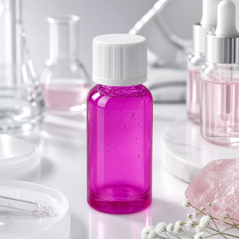 Frasco de 20 ml com tampa de rosca de 11 mm branca padrão resistente a crianças PurpleLine UT18/20 Frasco de laboratório de 20 ml de alta qualidade com design Purple Line e tampa normalizada para aplicações profissionais