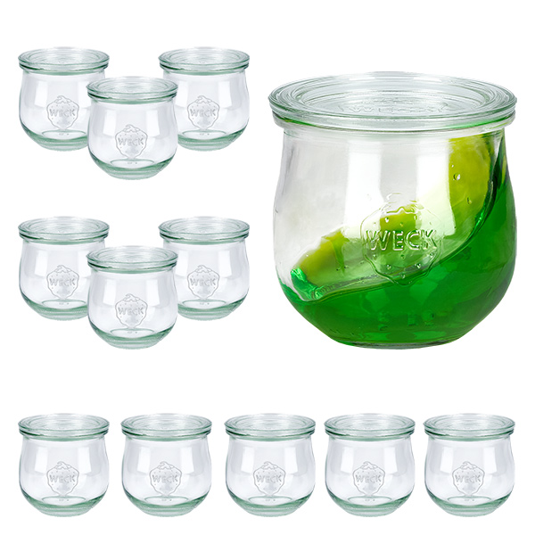 Conjunto de 12 frascos Weck frasco tulipa de 370ml com 12 tampas de vidro Conjunto de 12 frascos Weck frasco tulipa de 370ml com 12 tampas de vidro