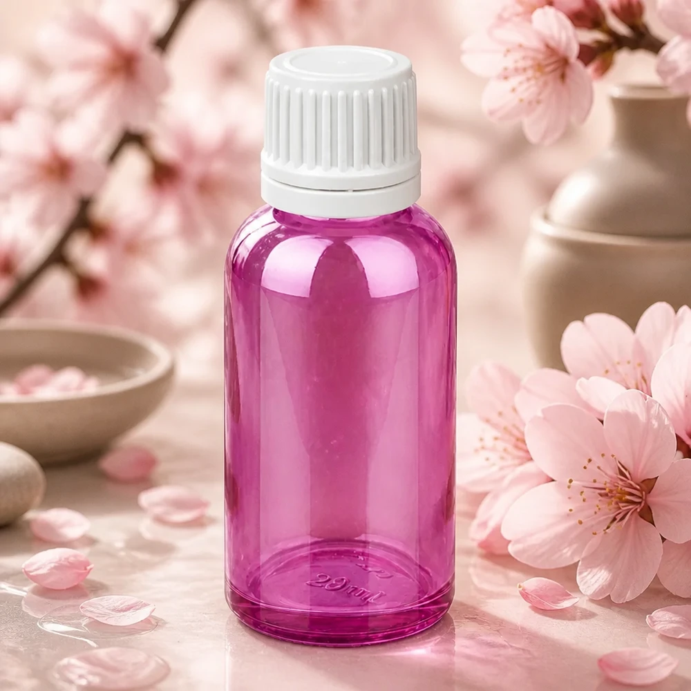 Frasco de 30ml com tampa de rosca de 11mm branca Originalidade tampa de rosca PurpleLine UT18/30 Frasco de 30 ml com abertura de 11 mm em violeta para uma dosagem precisa de óleos de cuidado e essências