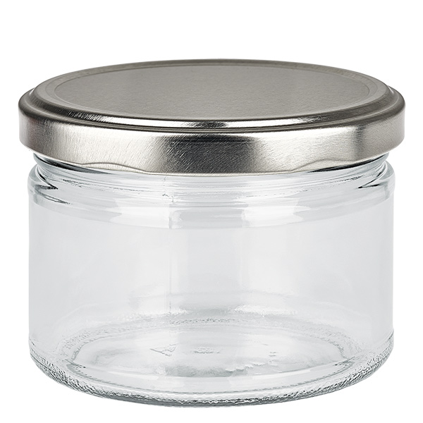 Frasco redondo de 540 ml + tampa BasicSeal prateada mate UNiTWIST