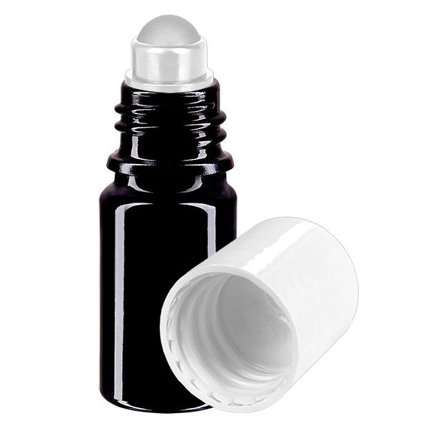 Frasco de farmácia violeta 5ml roll-on cap branco