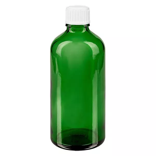 Frasco de farmácia verde 100ml tampa de rosca branca globules standard Frasco de farmácia verde 100ml tampa de rosca branca globules standard