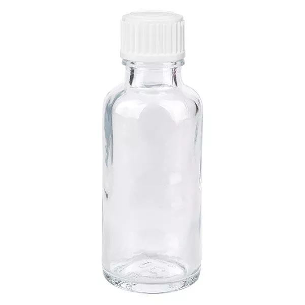 Frasco de farmácia transparente 30ml tampa de rosca branca standard Frasco de farmácia transparente 30ml tampa de rosca branca standard