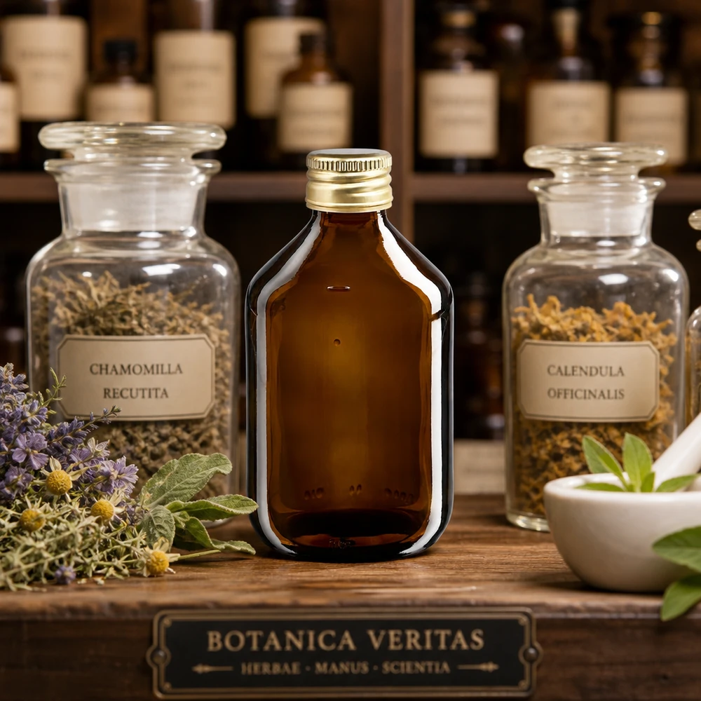 300ml Medizinflasche braun, mit Verschluss gold Aluminium ApoGlas Frasco de medicamento compacto de 300 ml em castanho com uma prática tampa de alumínio para uso diário