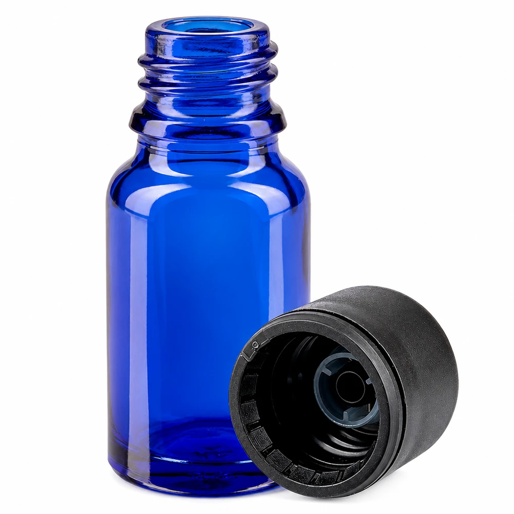 Frasco de 10ml com tampa de rosca de 6mm preto standard BlueLine UT18/10
