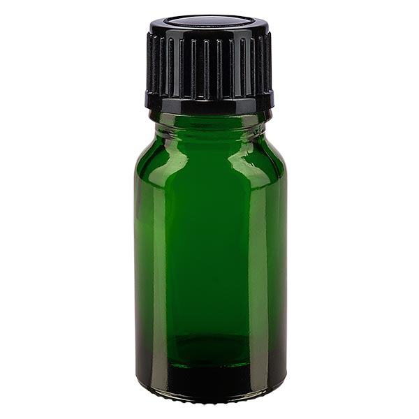 Frasco de farmácia verde 10ml tampa de rosca preto standard