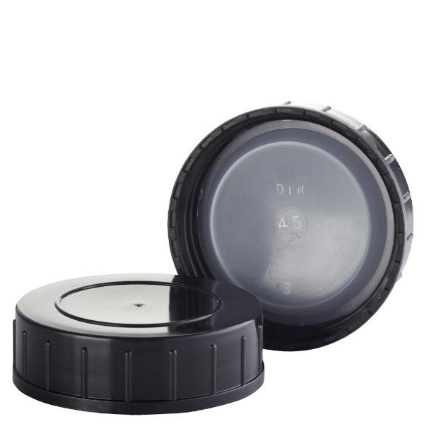 Tampa de rosca preta em polipropilenoN 45mm (DIN 45)