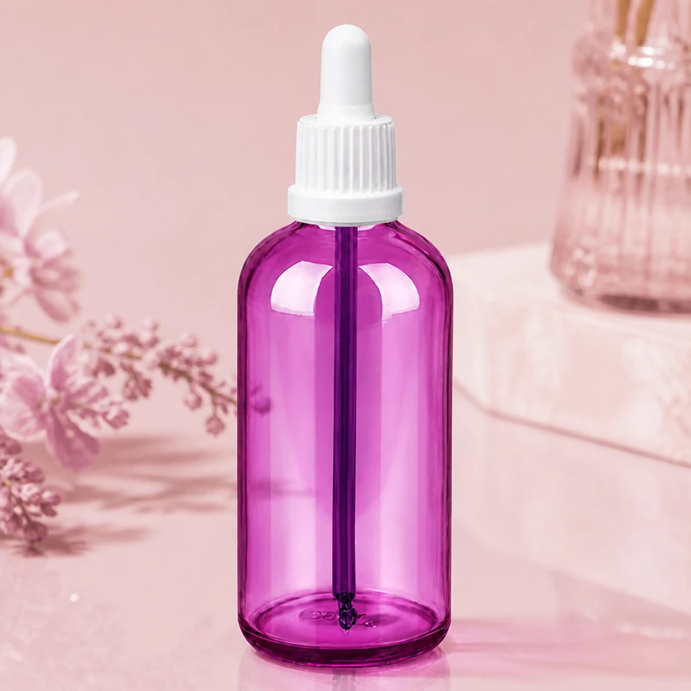 Frasco de 100 ml para pipetas com tampa de rosca branca Originality PurpleLine UT18/100 Frasco pipeta de 100 ml com tampa OV branca UT18/100 para armazenamento seguro de produtos cosméticos