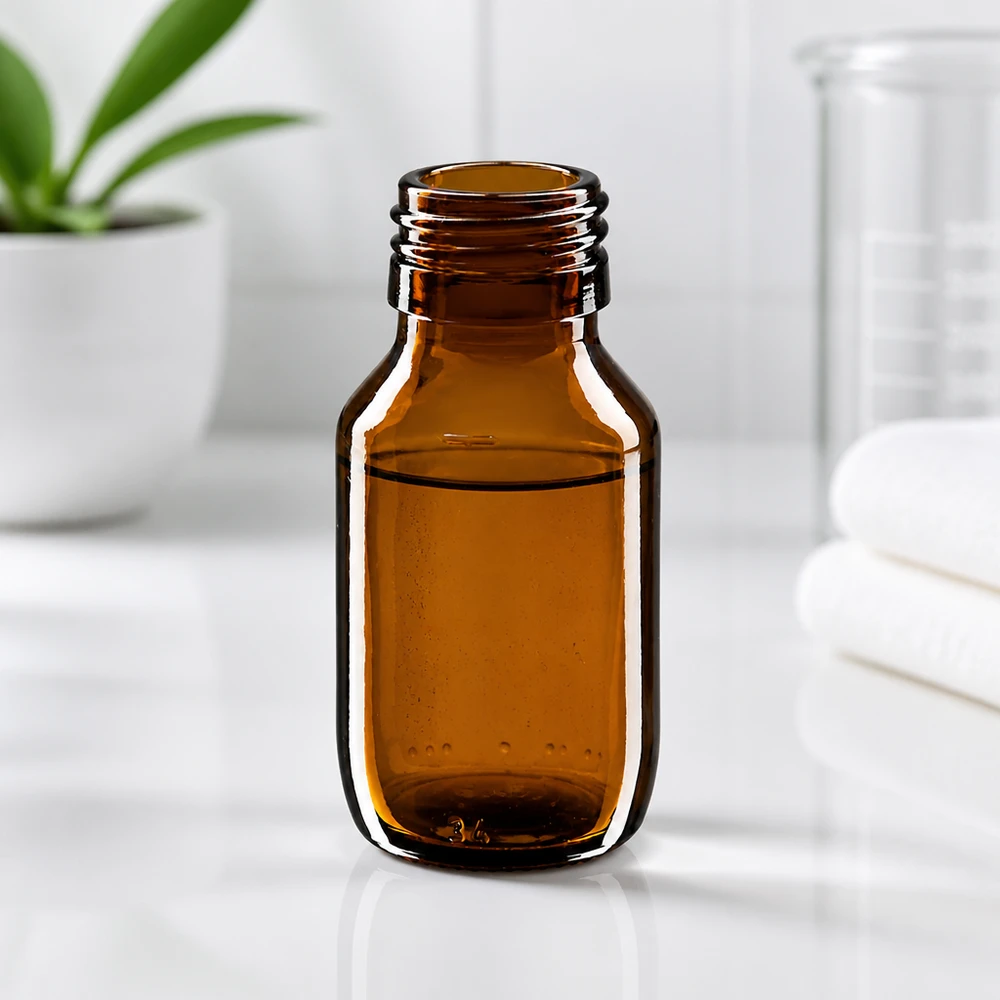 Frasco para medicamentos de 50 ml castanho, sem tampa PP28 ApoGlas Frasco para medicamentos de 50 ml castanho, sem tampa PP28 ApoGlas