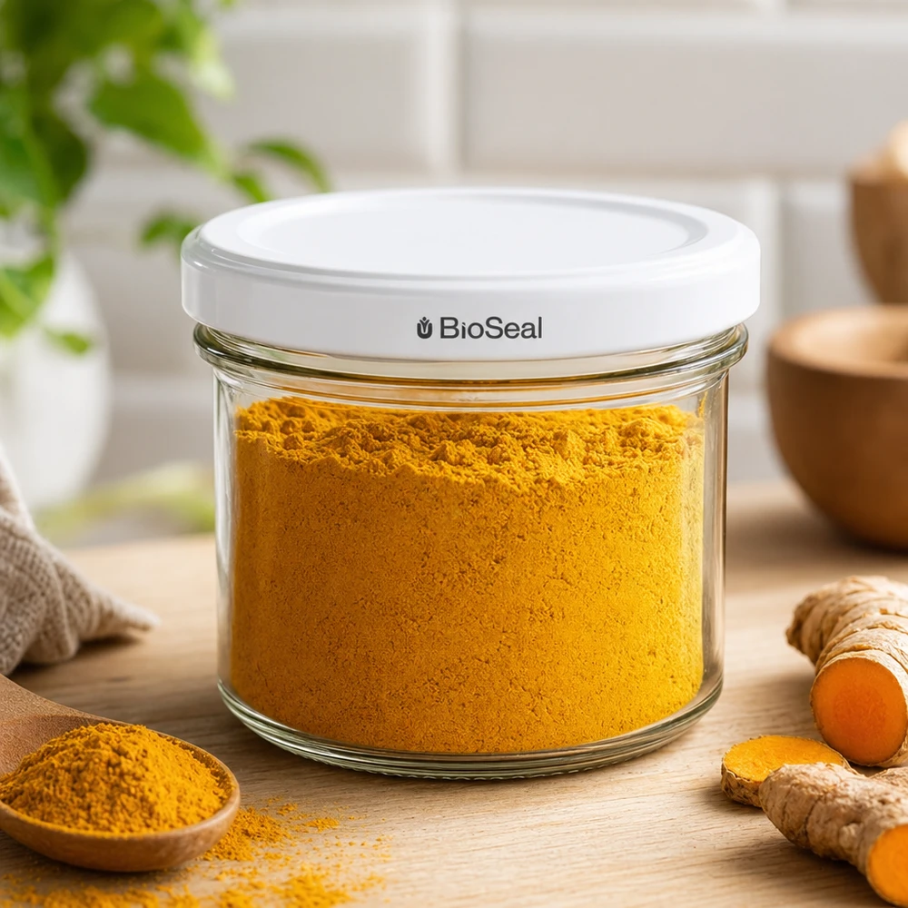Copos UNiTWIST 125 ml para guardar especiarias açafrão-da-terra em pó para cozinha TO66 Tampa BioSeal vidro branco