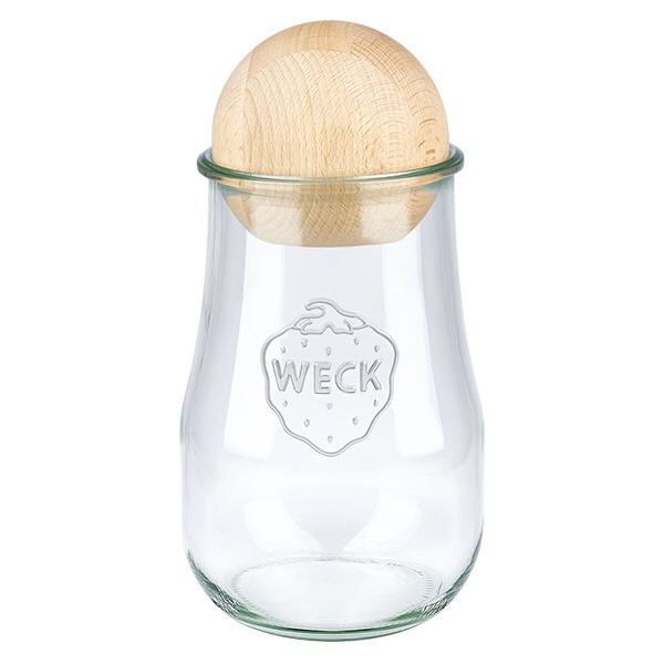 Frasco de tulipas de 1750ml WECK RR100 com bola de madeira faia