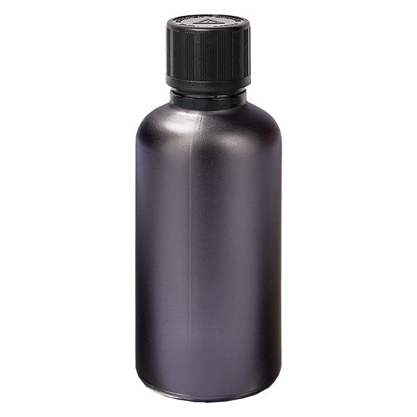 Frasco conta-gotas de 50 ml 1mm preto Fecho inviolável Fecho de segurança para crianças Símbolo de aviso cego BlackLine UT18/50