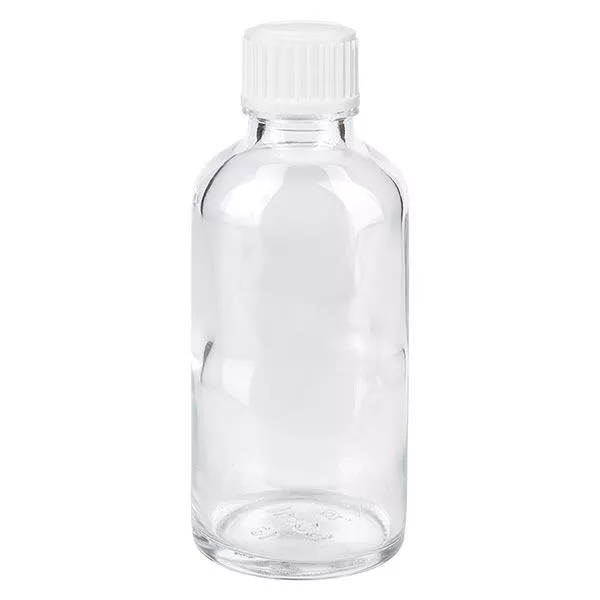 Frasco de farmácia transparente 50ml tampa de rosca branco globules standard Frasco de farmácia transparente 50ml tampa de rosca branco globules standard