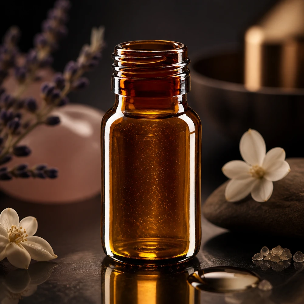 Frasco compacto de vidro castanho de 30 ml com ligação PP28 para aromaterapia e óleos essenciais