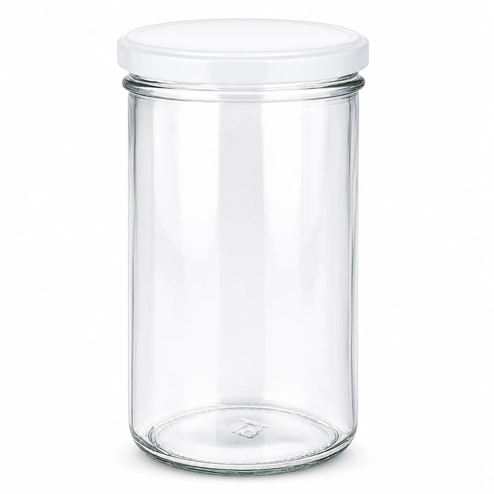 277ml Sturzglas mit BasicSeal Deckel weiß UNiTWIST Frasco de vidro de 277 ml com tampa BasicSeal branca - frasco de vidro transparente vazio para compotas e conservas
