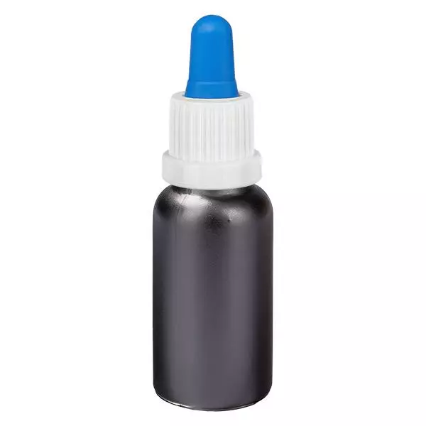 Frasco pipeta de 20 ml branco/azul com fecho inviolável BlackLine UT18/20 Frasco pipeta de 20 ml branco/azul com fecho inviolável BlackLine UT18/20