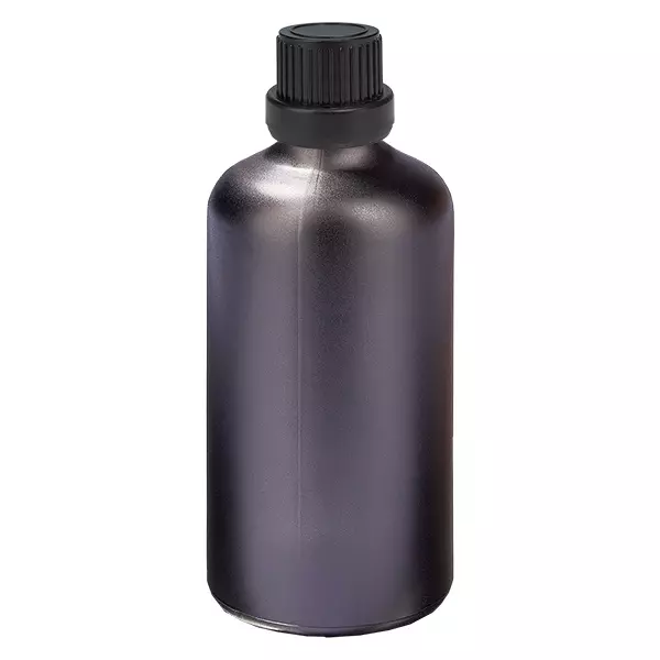 Frasco de 100ml 11mm tampa de rosca preta inviolável BlackLine UT18/100 Frasco de 100ml 11mm tampa de rosca preta inviolável BlackLine UT18/100