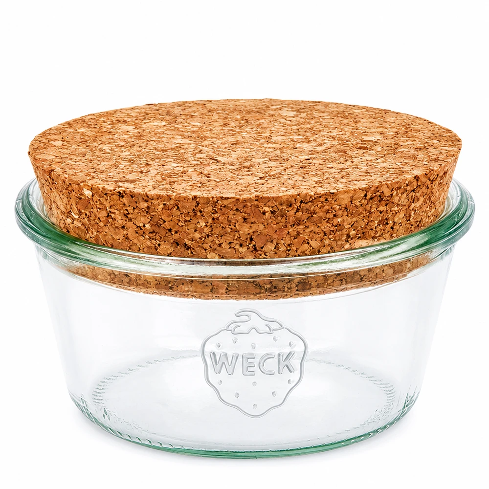 Frasco de conserva de 290 ml WECK RR100 com rolha de cortiça natural Frasco de conserva de forma baixa para armazenamento
