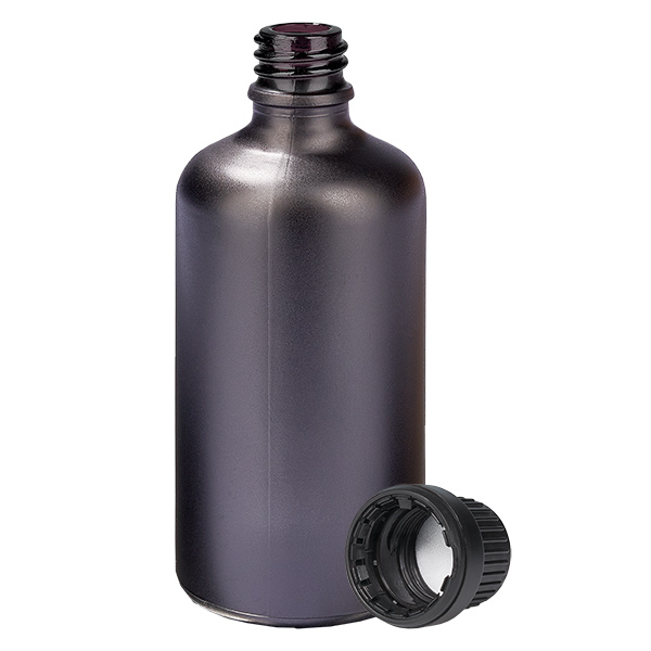 Frasco de 100ml 11mm tampa de rosca preta inviolável BlackLine UT18/100 Frasco de 100ml 11mm tampa de rosca preta inviolável BlackLine UT18/100