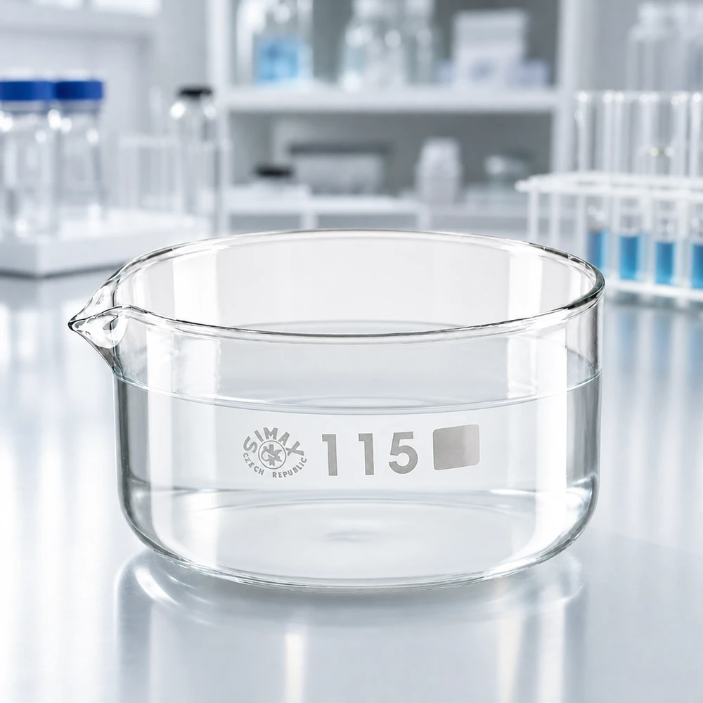 Taça de cristalização transparente de 500 ml SIMAX República Checa, vidro borossilicato, forma cilíndrica, ø 115 mm