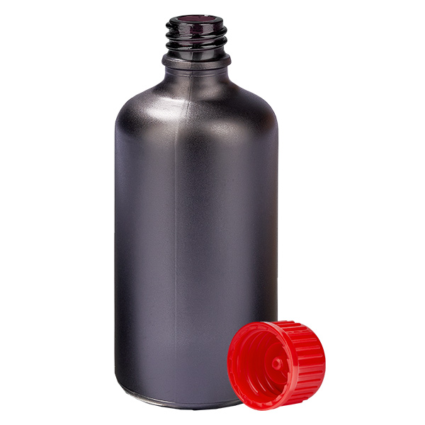 Frasco de 100ml 11mm tampa de rosca vermelha standard BlackLine UT18/100 Frasco de 100ml 11mm tampa de rosca vermelha standard BlackLine UT18/100