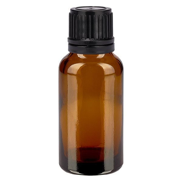 Frasco de 20 ml com tampa de rosca de 11 mm preta com fecho inviolável BrownLine UT18/20