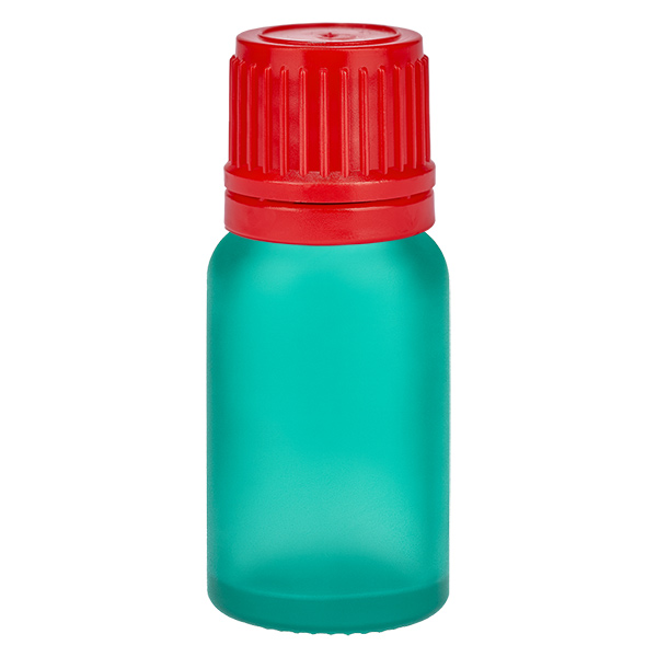 Frasco de 10 ml com tampa de rosca de 11 mm vermelha com fecho inviolável GreenLine UT18/10