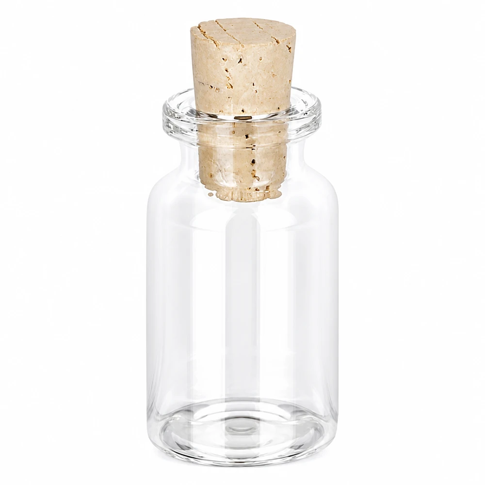 Frasco de vidro transparente 10ml com rolha 11/14mm Kleine Glasflasche 10ml mit passendem Korkverschluss perfekt als Dekoflasche oder Geschenkidee