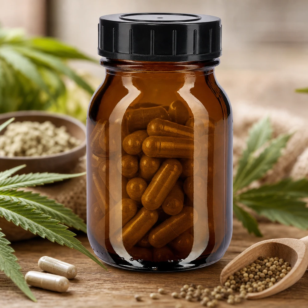 Frasco de 75ml com gargalo largo em vidro âmbar com tampa de rosca Frasco de vidro âmbar de 75 ml de alta qualidade com tampa de rosca, perfeito para armazenar suplementos alimentares