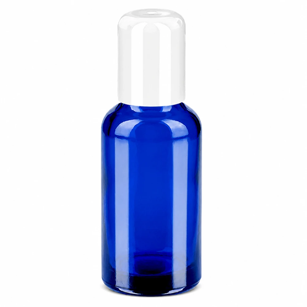 Frasco roll-on de 30ml branco com tampa standard BlueLine UT18/30 Frasco roll-on de 30 ml azul com tampa branca para cosméticos e óleos essenciais