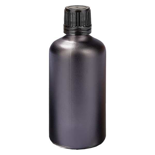 Frasco conta-gotas de 100ml com fecho inviolável de 1mm Preto UT18/100
