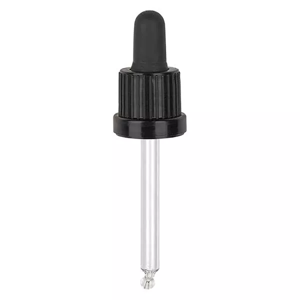Pipeta conta-gotas de vidro, preto/preto PL61 com fecho inviolável III