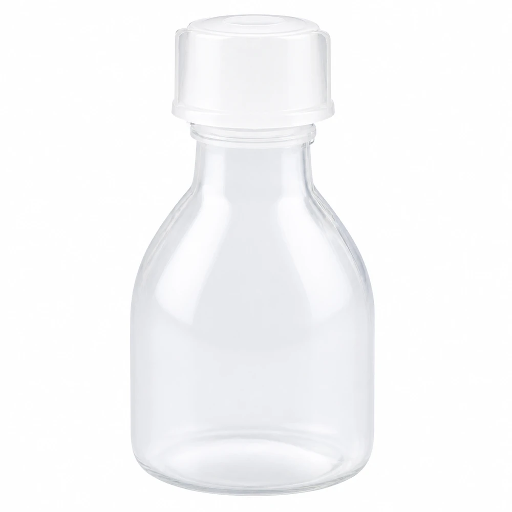 Frasco de 20ml com tampa de rosca, frasco de laboratório com gargalo estreito Frasco de 20 ml de vidro transparente, de gargalo estreito, com tampa de rosca branca, para laboratório