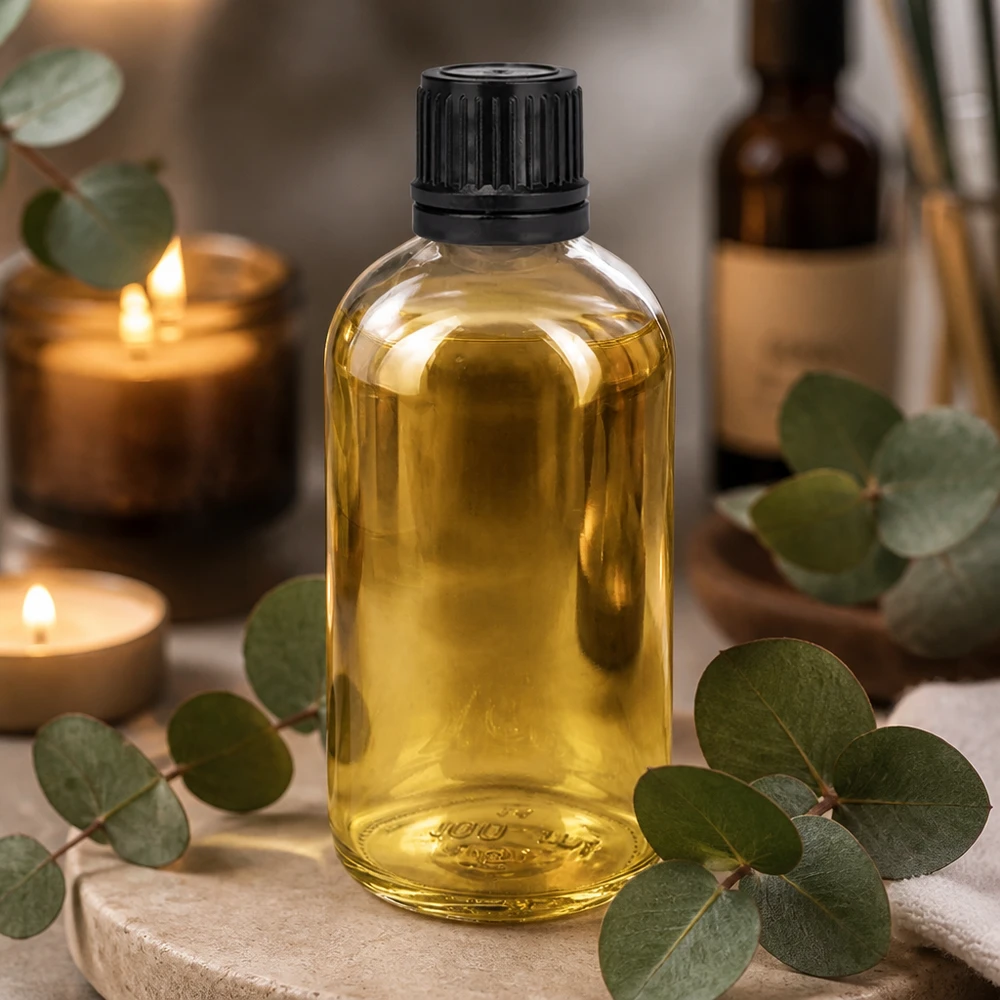 Frasco de 100ml (globule) 3mm anel de vazamento preto fecho padrão ClearLine UT18/1 Frasco de vidro transparente vazio de 100 ml com tampa conta-gotas para óleos essenciais e cosméticos naturais