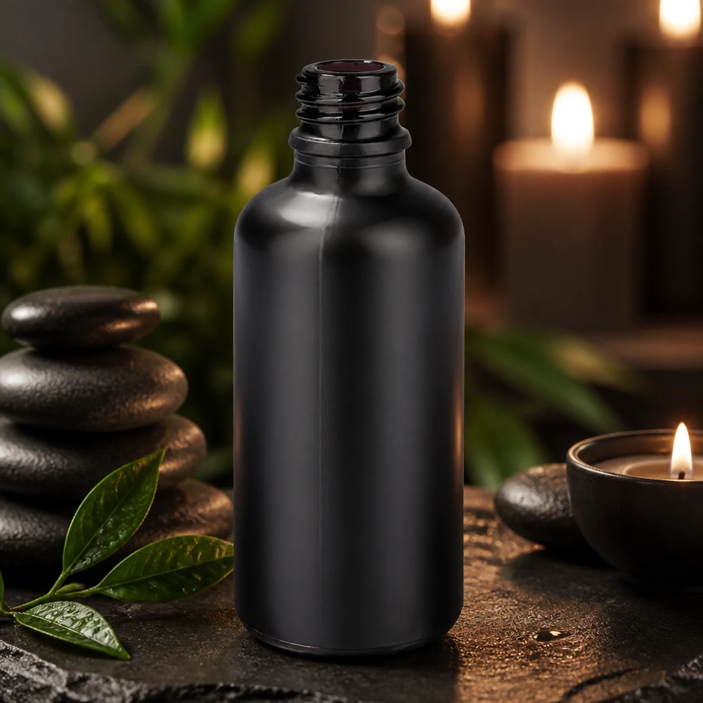 Frasco doseador de 50 ml BlackLine UT18/50 UNiTWIST Frasco de boticário elegante de 50 ml BlackLine UT18/50 UNiTWIST para aromaterapia e óleos essenciais