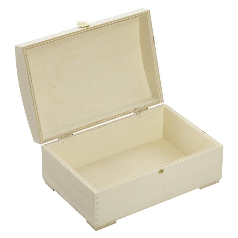 Caixa de madeira (baú) com tampa curva 26x17x11cm