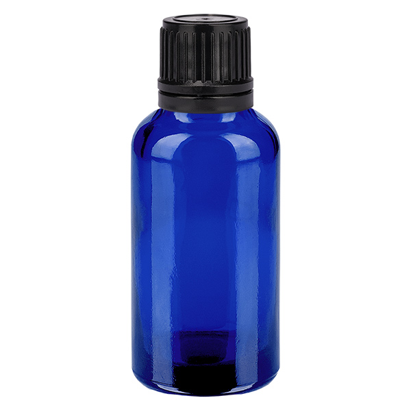 Frasco de 30ml 11mm tampa de rosca preta inviolável BlueLine UT18/30