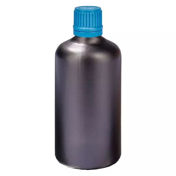 Frasco de 100ml com tampa de rosca de 11mm azul tampa inviolável BlackLine UT18/100 Frasco de 100ml com tampa de rosca de 11mm azul tampa inviolável BlackLine UT18/100