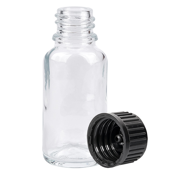Frasco de 20 ml com tampa de rosca de 11 mm preta Standard ClearLine UT18/20 Frasco de 20 ml com tampa de rosca de 11 mm preta Standard ClearLine UT18/20
