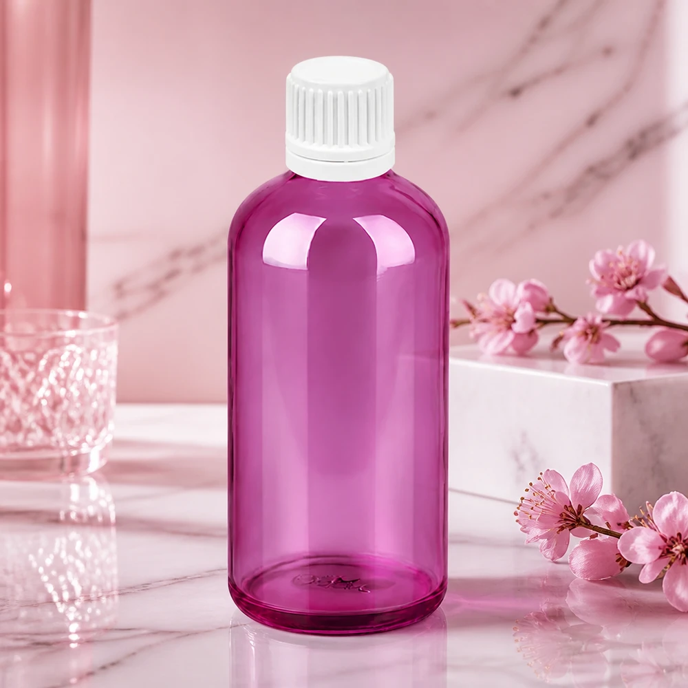 Frasco conta-gotas de 100 ml com tampa de rosca Originality branca de 0,7 mm PurpleLine UT18/100 Frasco compacto PurpleLine de 100 ml com uma abertura de 0,7 mm para gotejamento preciso em aplicações médicas