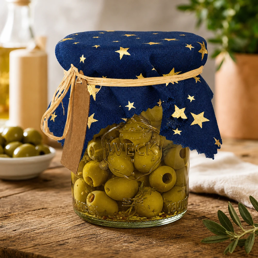Pano de cozinha azul "estrelas" 15cm quadrado Guardanapo decorativo com padrão de estrela em vidro de azeitona na cozinha - guardanapo de tecido azul 15cm quadrado